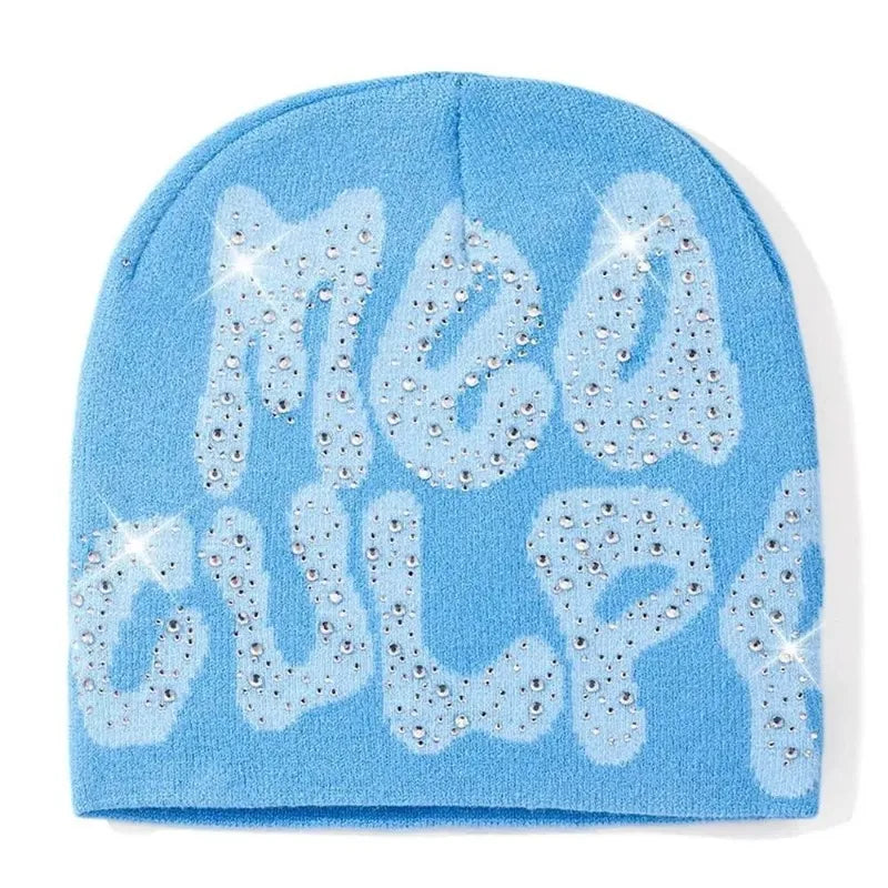 MEA Culpa Beanies Hat with Rhinestone