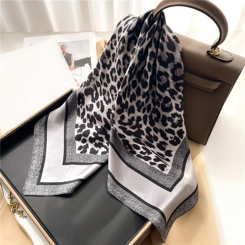 Luxury Leopard Silk Hijab, Neck Scarf