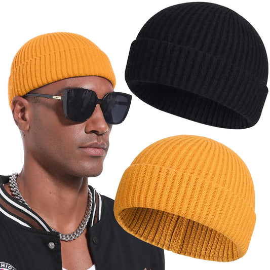 2PCS Wool Short Fisherman Beanie