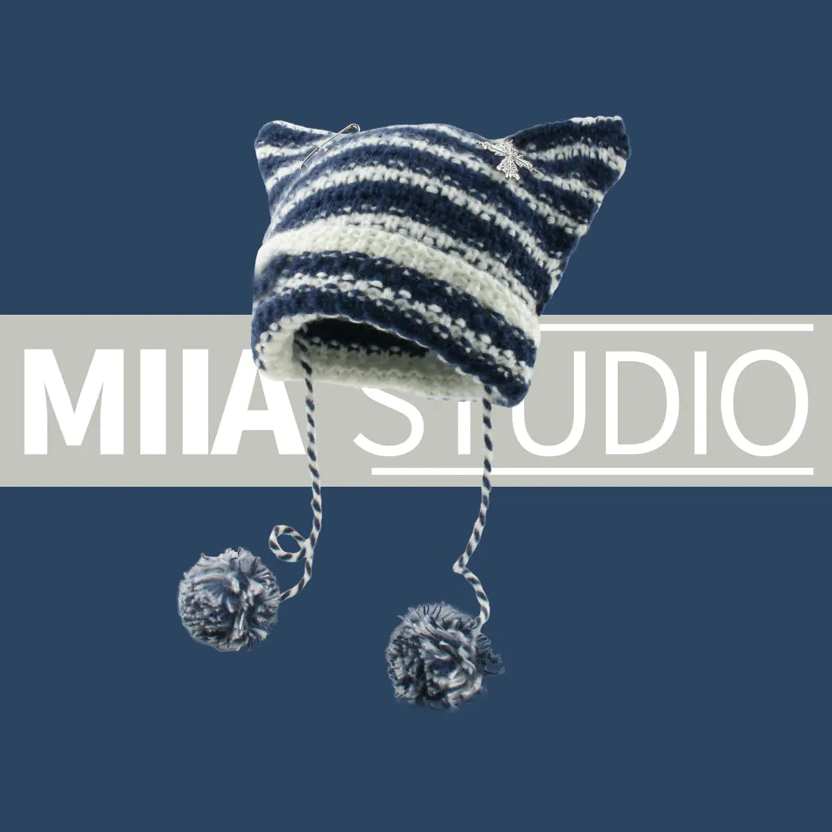 Striped Cat Ear Knitted Beanie