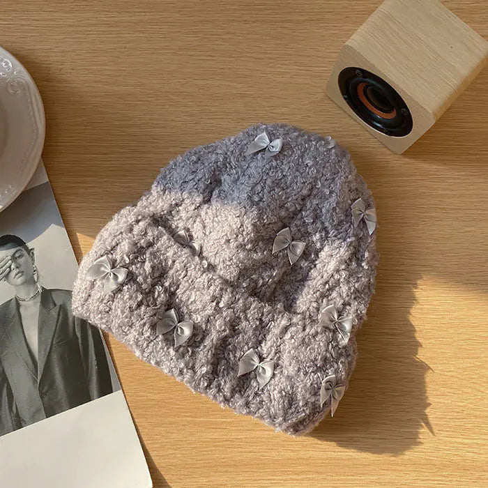Rabbit Bow Knitted Beanie