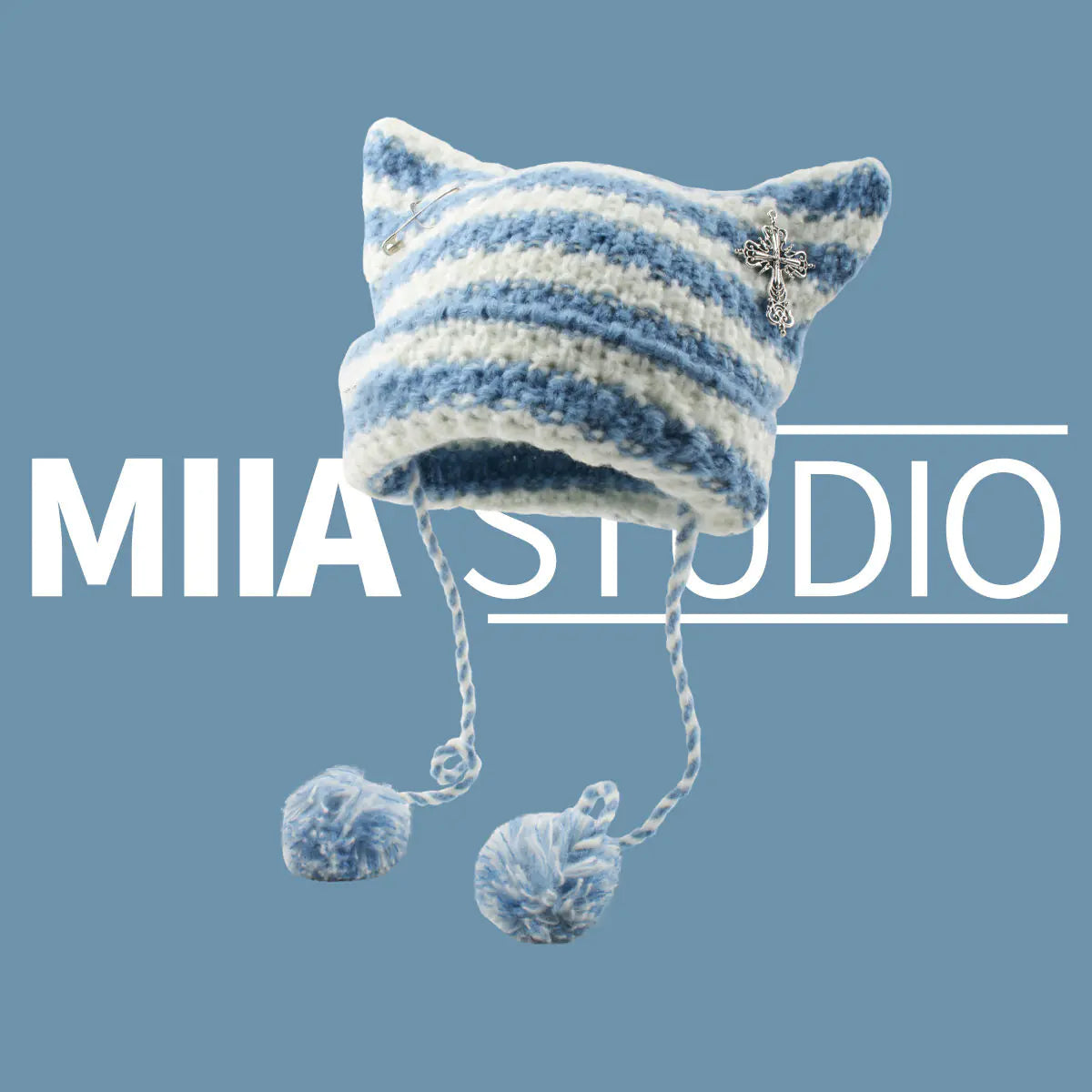 Striped Cat Ear Knitted Beanie