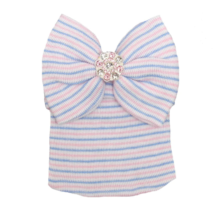 Striped Baby Beanie with Bow