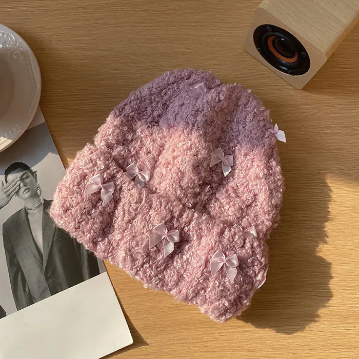 Rabbit Bow Knitted Beanie