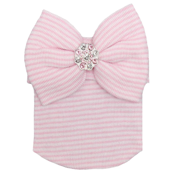 Striped Baby Beanie with Bow