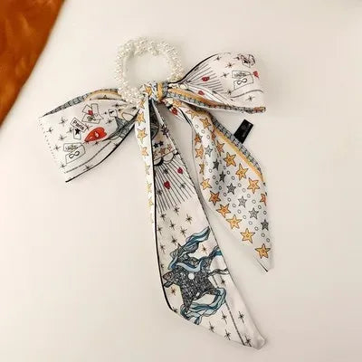 Pearl Ribbon Scarf Hair Bow