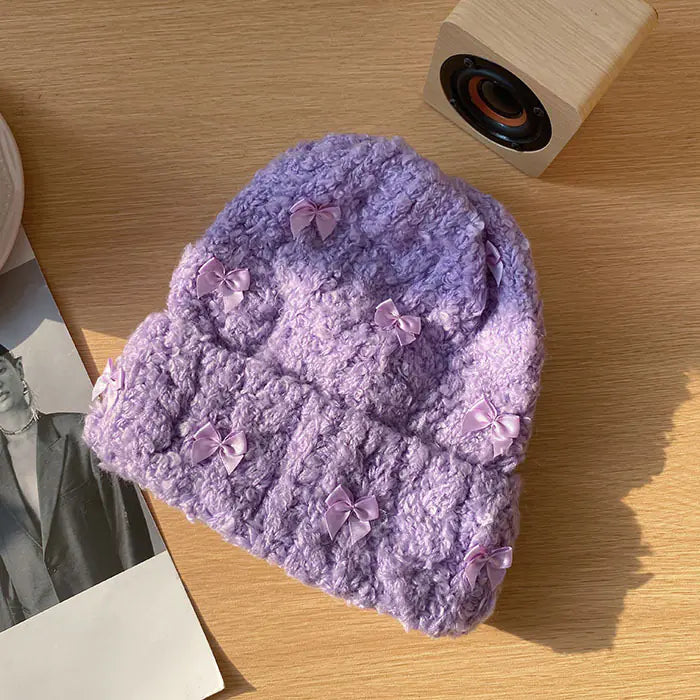 Rabbit Bow Knitted Beanie