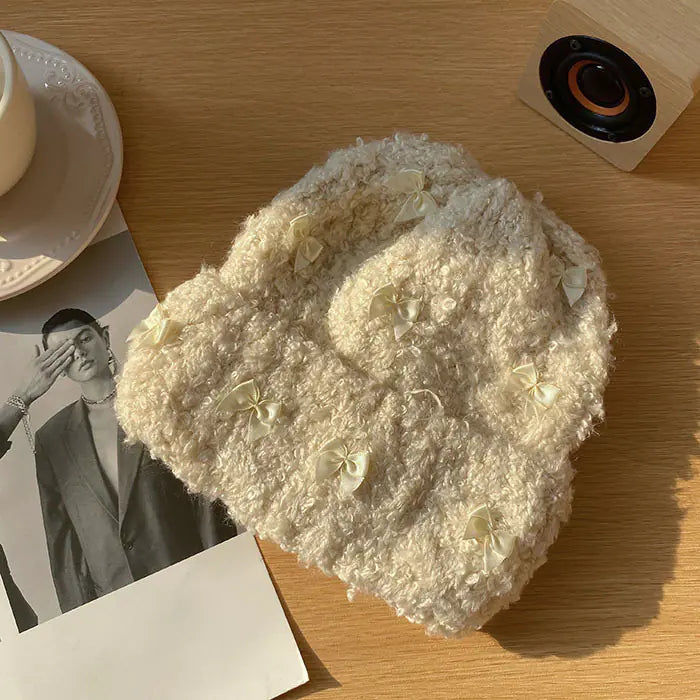 Rabbit Bow Knitted Beanie