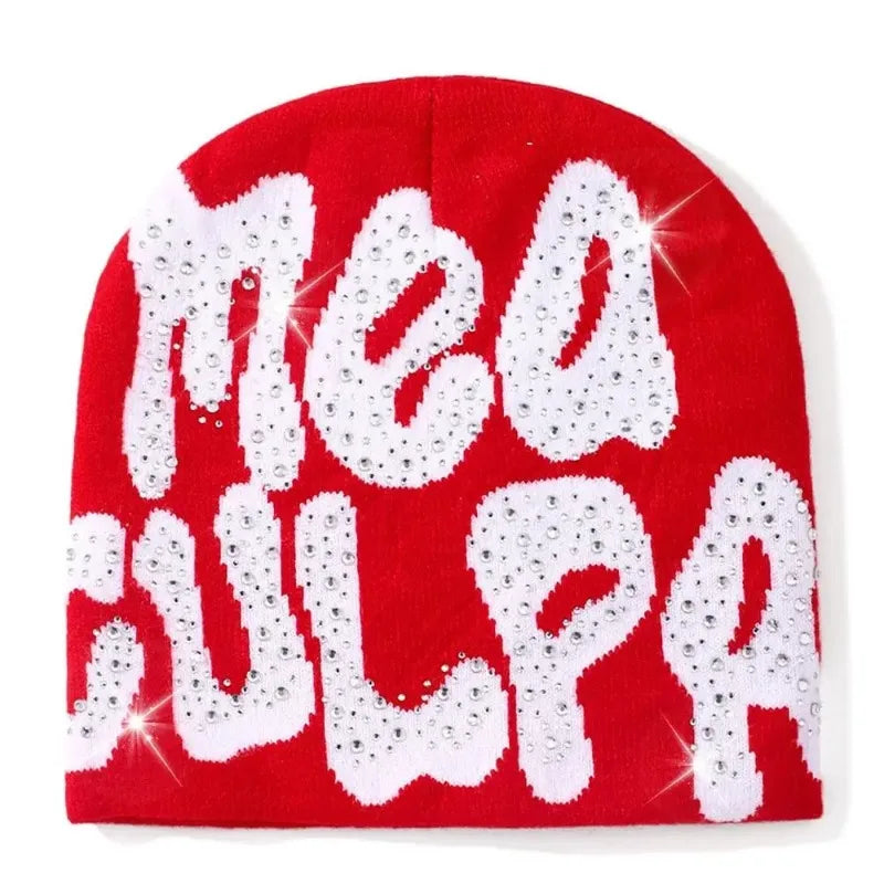 MEA Culpa Beanies Hat with Rhinestone