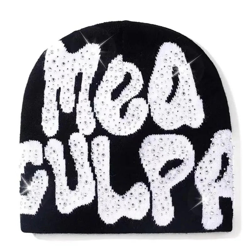 MEA Culpa Beanies Hat with Rhinestone