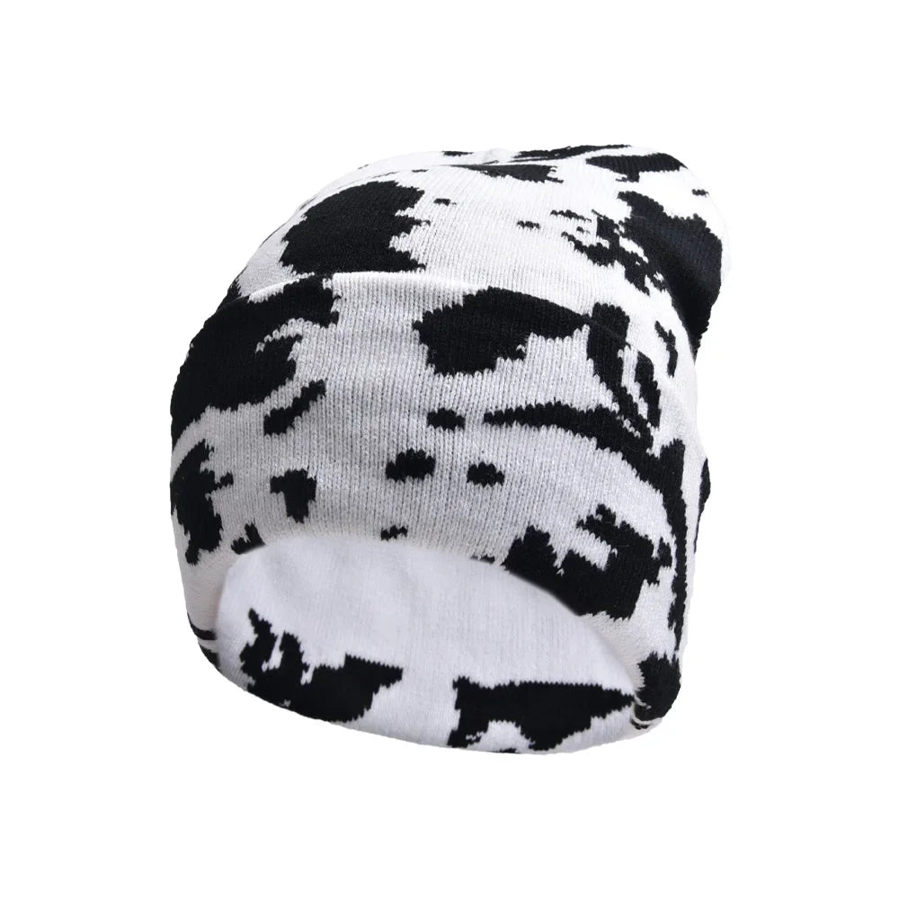 Cow Print Winter Beanie