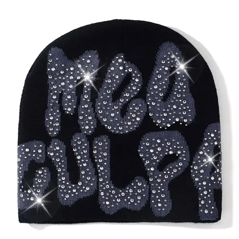 MEA Culpa Beanies Hat with Rhinestone