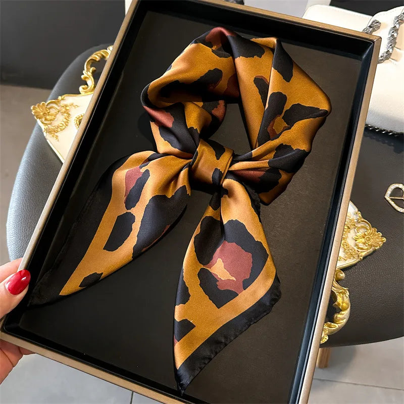 Luxury Leopard Silk Hijab, Neck Scarf