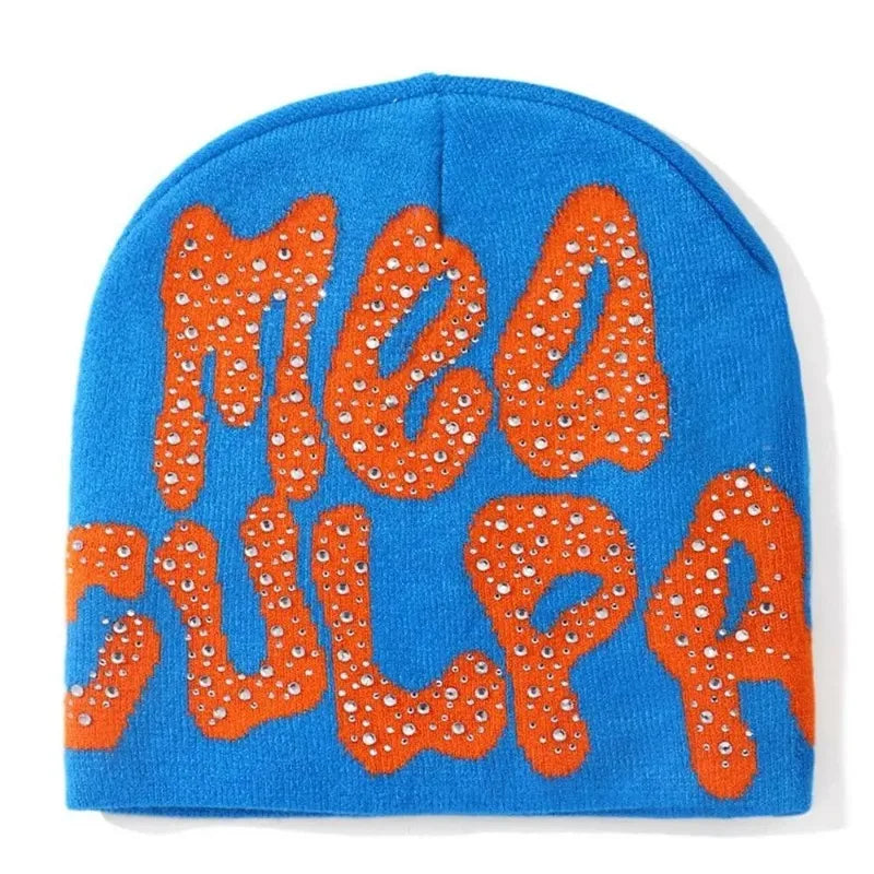 MEA Culpa Beanies Hat with Rhinestone