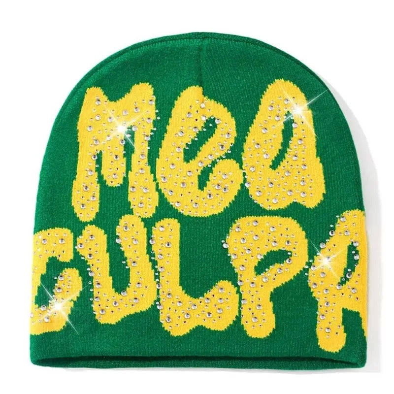 MEA Culpa Beanies Hat with Rhinestone