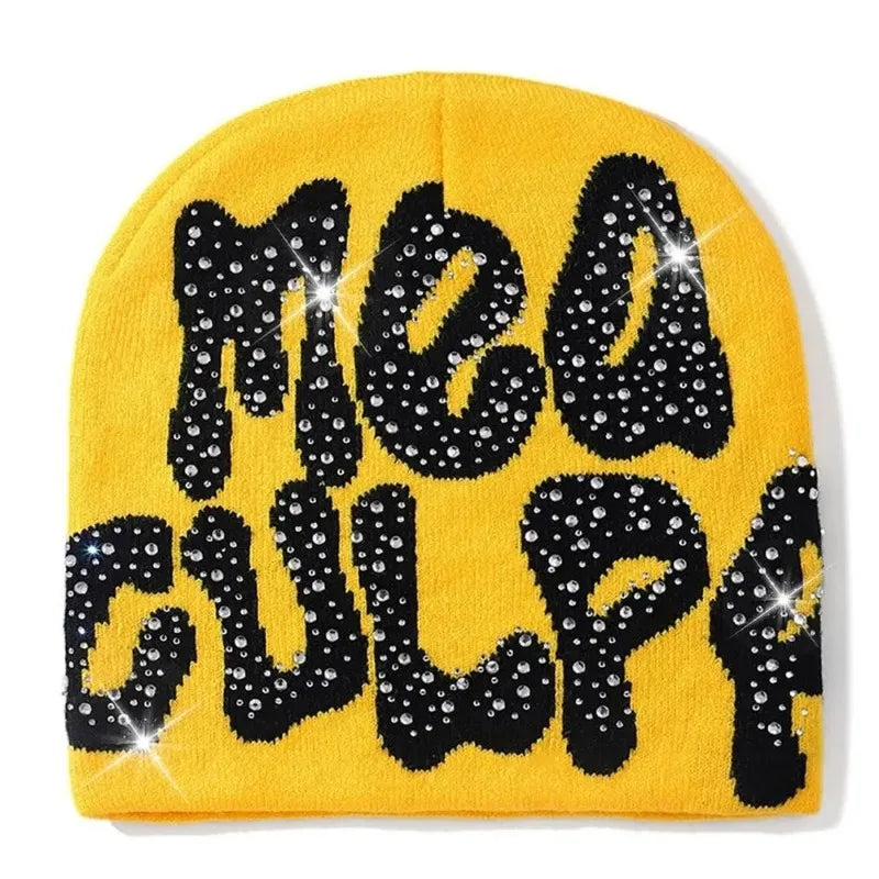 MEA Culpa Beanies Hat with Rhinestone