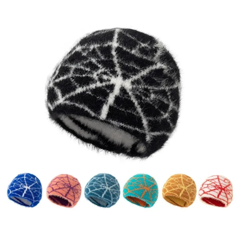 Furry Spiderweb Beanie