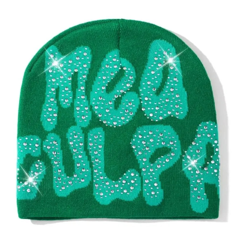 MEA Culpa Beanies Hat with Rhinestone