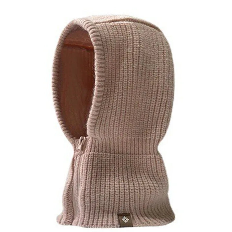 Zipper Neck Collar Balaclava Cap