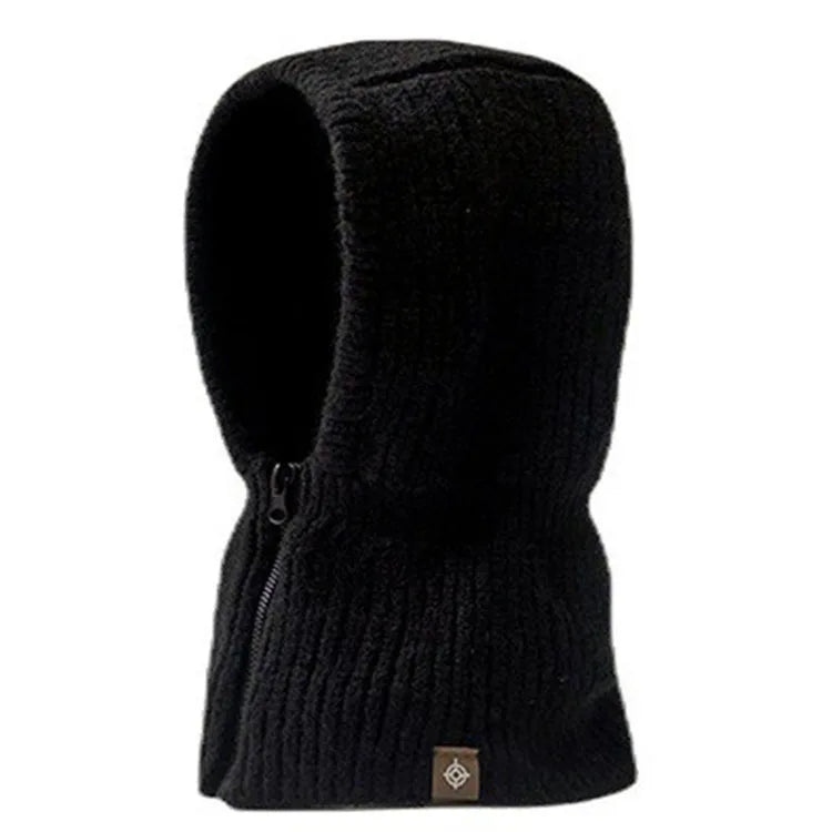 Zipper Neck Collar Balaclava Cap