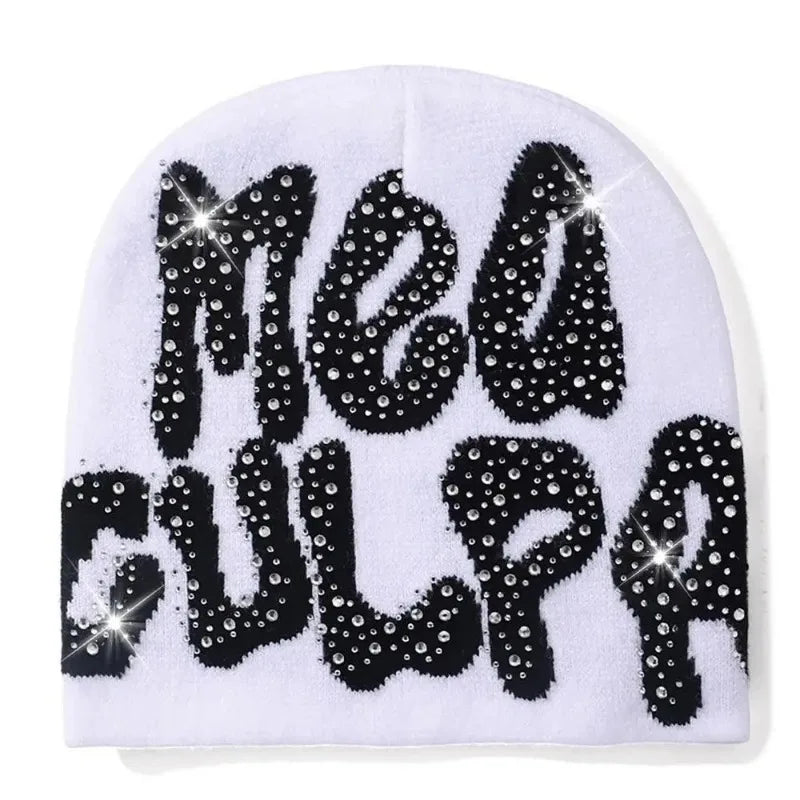 MEA Culpa Beanies Hat with Rhinestone