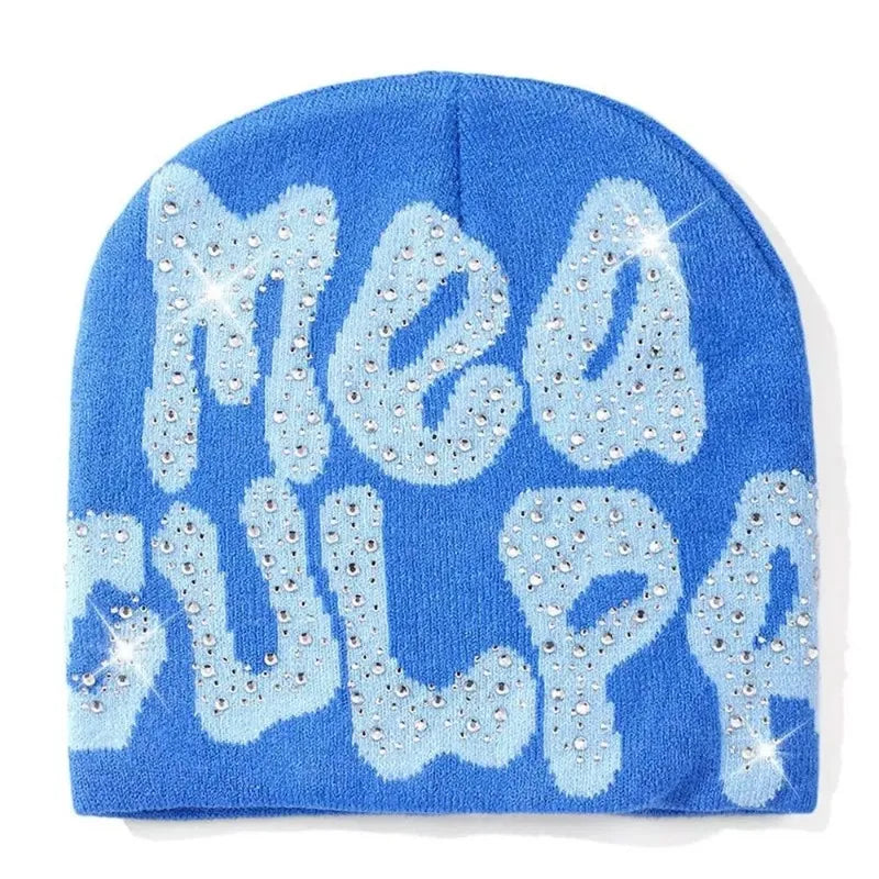 MEA Culpa Beanies Hat with Rhinestone