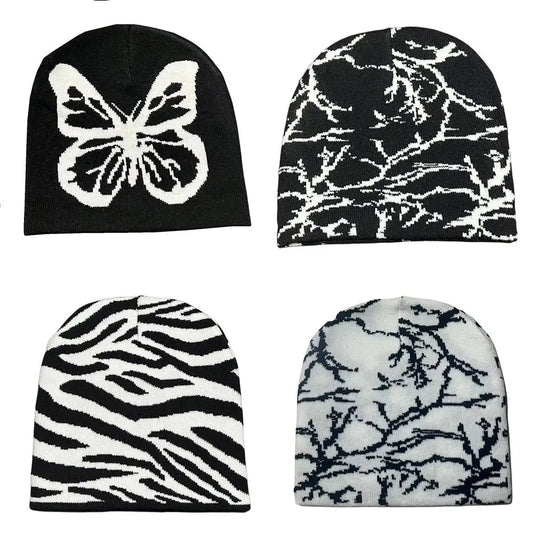 Abstract Black & White Beanies