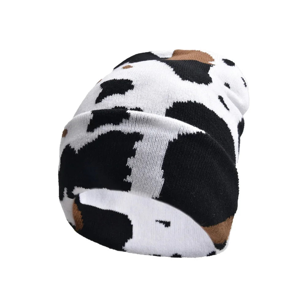 Cow Print Winter Beanie