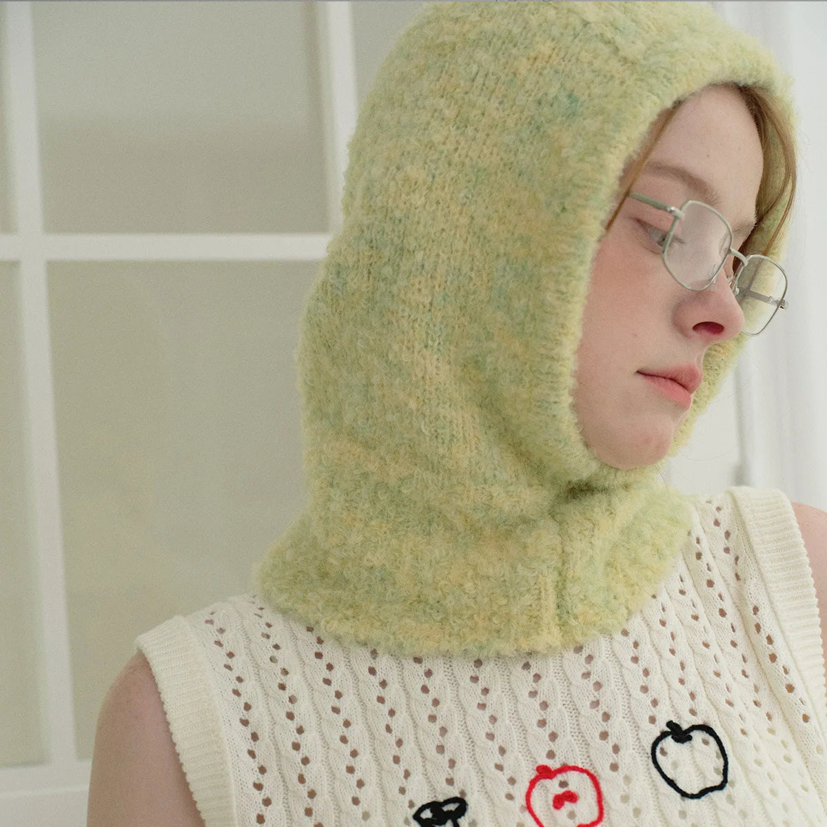 Balaclava Knitted Hooded Cap Warm One-Piece Neck Collar