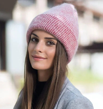 Thick Rabbit Fur Knit Beanie