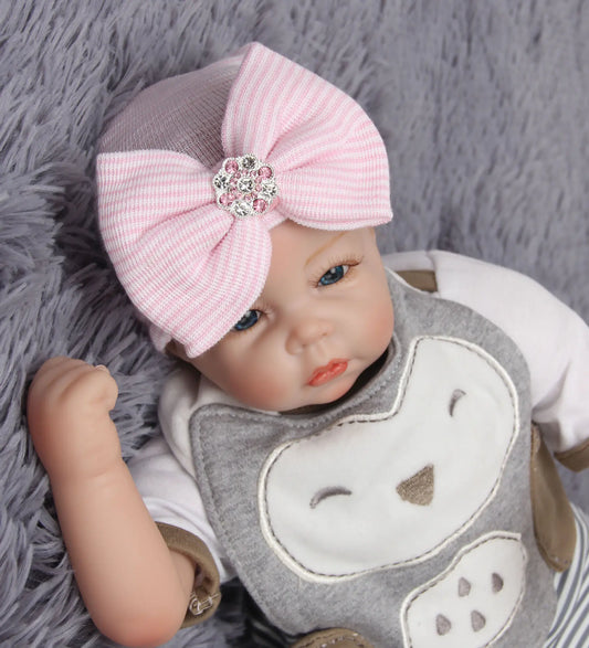 Striped Baby Beanie with Bow