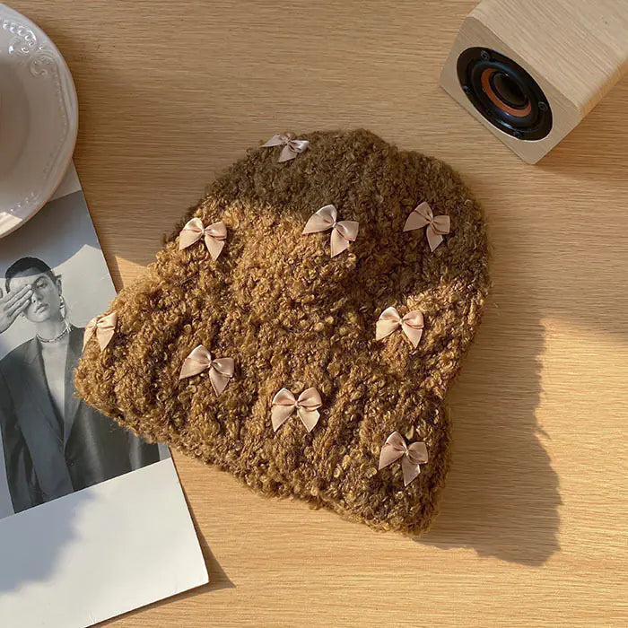 Rabbit Bow Knitted Beanie