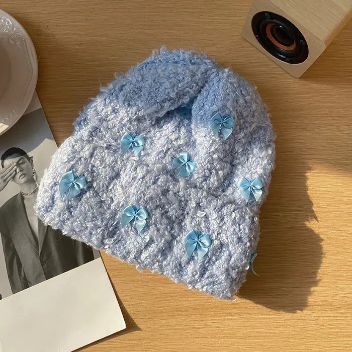 Rabbit Bow Knitted Beanie
